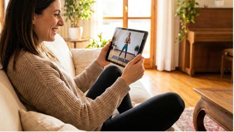 Mamma che segue una lezione online